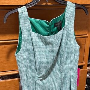 Donna Karan Green Tweed Midi Dress